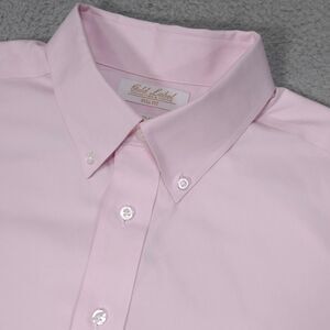 Roundtree Yorke Gold Shirt Mens 16 1/2-33 Full Fit Pink Button Down Long Sleeve